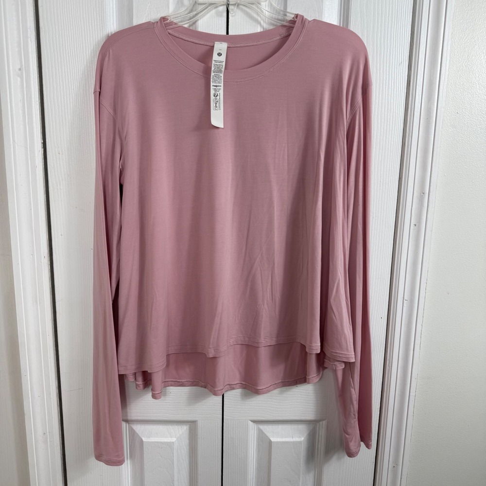 Lululemon Back in Action Long Sleeve Size 10 Pink Athleisure Balletcore Top